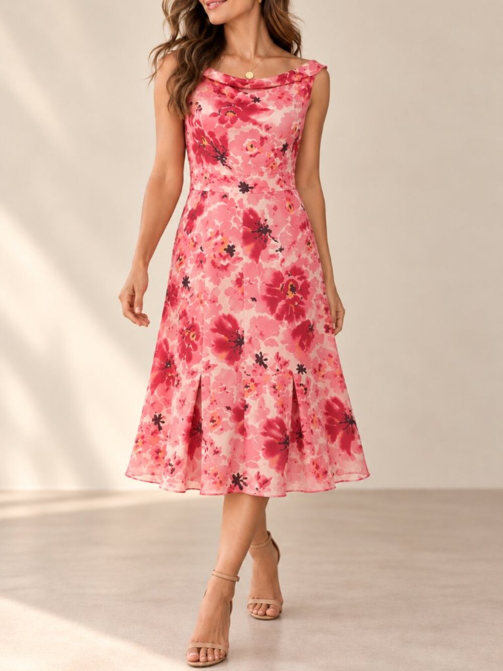 Ann Taylor Vintage Pink Floral 100% Silk Midi Dress Size 10 NWT